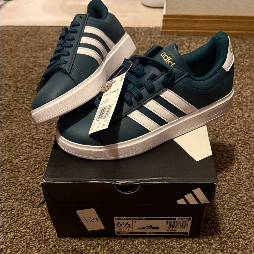 adidas Women's Dark Teal and White Grand Court 2.0